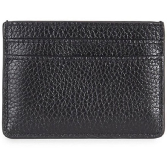 New Marc Jacobs Logo Card Holder -Black Leather Gold Tone Hardware Slim Wallet - Picture 2 of 6